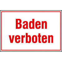 Baden verboten Hinweisschild für Wald- und Freizeitanlagen, Alu, 30x20 cm