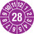 Jahresplakette mit 2-stelliger Jahreszahl, in Jahresfarbe, 500 St./Rolle, 1,5 cm Version: 28 - Prüfplakette 2028