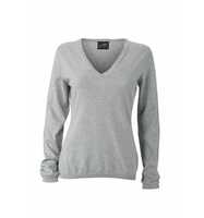 James & Nicholson Ladies' Pullover mit Seide/Kaschmir-Anteil Gr. S light-grey-melange