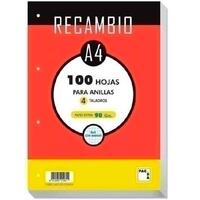 PACSA RECAMBIO 100H A4 90GR 5X5MM C/MARGEN 4 TALADROS PAPEL EXTRA