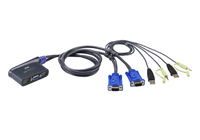 ATEN 2-Port USB KVM Switch commutateur écran, clavier et souris Bleu