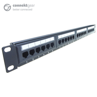 connektgear 24 Port Patch Panel (Cat5e) IDC Punch Down 19 inch + Lacing Bar
