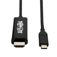 Tripp Lite U444-003-H4K6BE Cable Adaptador USB-C a HDMI (M/M) - 3.1, Gen 1, Thunderbolt 3, 4K @60 Hz, Convertidor en el Extremo del HDMI, Negro, 0.91 m [3 pies]