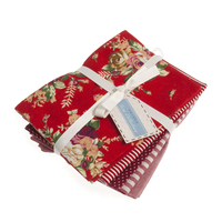 Fabric: Fat Quarters: Printed: Red: Bundle of 5