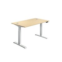 Jemini Sit Stand Desk 1400x800mm Maple/White KF809890