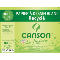 CANSON Pochette de 10 feuilles de papier dessin recyclé 160g 24x32 cm