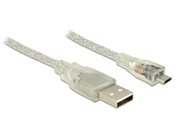 Anschlusskabel USB 2.0 A Stecker an USB 2.0 Micro-B Stecker, transparent, 1m, Delock® [83898]