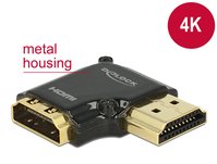 Adapter High Speed HDMI mit Ethernet – HDMI-A Buchse an HDMI-A Stecker 4K 90° gewinkelt rechts schwa