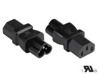 Stromadapter Kaltgeräte-Stecker C6 (gerade) an Kaltgeräte-Buchse C13 (gerade), UL, schwarz, Good Con