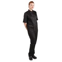 Whites Unisex Vegas Chef Jacket in Black - Polycotton with Short Sleeves - XS