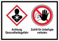 Sicherheitszeichen-Schild - Zutritt für Unbefugte verboten, Rot/Schwarz, Folie
