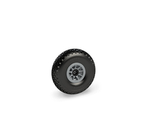 fetra® PU-Rad, schwarz, Kunststoff-Felge grau, Nabenlänge 75 mm versetzt, Ø Bohrung 25 mm