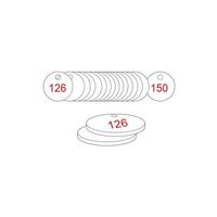 38mm Traffolyte valve marking tags - Red / White (126 to 150)