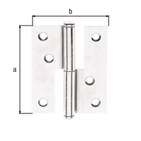 Aushebescharnier, galv. gelb verzinkt, links, LxB 80x65 mm