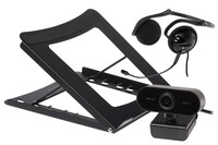Working from Home Kit - Headset with Mic, Full HD Webcam & Laptop Stand
