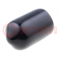 Cap; Body: black; Øint: 7.6mm; Mat: PVC Soft; L: 13mm; Wall thick: 1mm