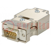 D-Sub; PIN: 9; plug; male; straight; screw terminal; for cable; 50V