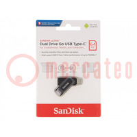 Pendrive; USB 3.1; 64GB; R: 150MB/s; DUAL DRIVE GO; zwart