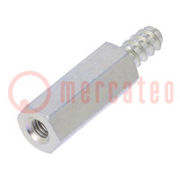 Screwed spacer sleeve; 15mm; Int.thread: M3; Ext.thread: ST3,5