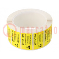 Etiqueta adhesiva; ESD; 25x45mm; 1000uds; bobina; amarillo-negro