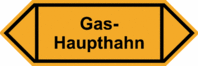 Sicherheitskennzeichung für Gasanlagen - Gas-Haupthahn, Gelb/Schwarz, Folie