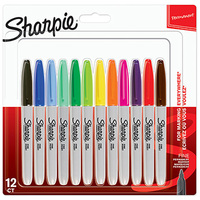 Sharpie, pisak Fine, mix kolorów, 12szt, 0.9mm, stały atrament, blistr