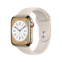 Apple Watch Series 8 OLED 45 mm Cyfrowy 396 x 484 px Ekran dotykowy 4G Złoto Wi-Fi GPS