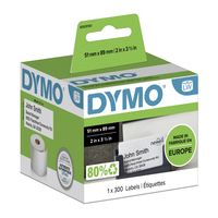 DYMO LabelWriter etichette per badge non adesive | 51 x 89 mm (rotolo da 300) | stampa nera su bianco | per etichettatrici LabelWriter | originali