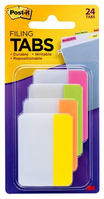 Post-It Tabs, 2 inch Solid, Assorted Bright Colors, 6/Color, 4 Colors, 24/Pk self adhesive tab Green, Orange, Pink, Yellow