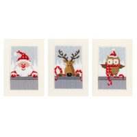 Counted Cross Stitch Kit: Greeting Cards: Christmas Buddies I: Set of 3