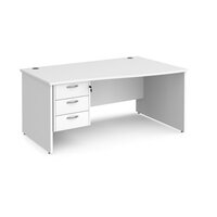 Maestro 25 right hand wave desk 1600mm wide with 3 drawer pedestal - white top w