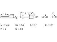 Unisolierter Stiftkabelschuh, 1,5-2,5 mm², AWG 16 bis 14, 1.9 mm, 1.9 mm