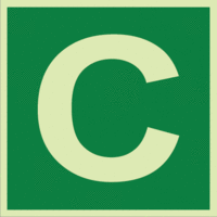 Etagenkennzeichnung - C, Grün, 15 x 15 cm, Folie, Selbstklebend, Xtra-Glo