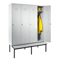 Clothes locker with bench mounted underneath