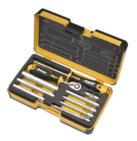 Felo Werkzeugsatz R-GO M-Tec 1/4" mit ERGONIC Ratsche, M-Tec Steckschlüsseln und Adaptern 10-tlg