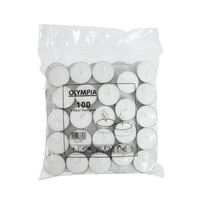 Olympia 4 Hour Tealights - White Wax - Four Hour Burn Time - Pack of 100