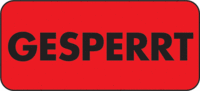 Verpackungsetiketten - GESPERRT, Fluoreszierend-Rot, 4 x 6 cm, Papier, Schwarz
