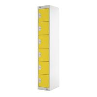 Coloured door lockers with standard top, 6 yellow doors, 300 x 300mm