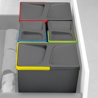 Emuca Kit de contenedores de reciclaje para cajón de cocina Recycle altura 216mm, 2x6litros, Plástico gris antracita