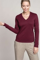 Póló Kariban női hosszú ujjú v-nyakú női, light sand, XL