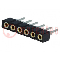 Socket; pin strips; female; PIN: 6; low profile,turned contacts