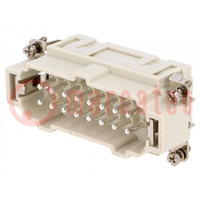 Connector: HDC; contactinzetstuk; mannelijk; S-EP; PIN: 16; 16+PE