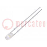 LED; 3mm; bianco neutro; 5000÷8500mcd; 30°; Frontale: convesso