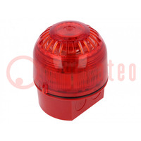 Segnalatore: luminoso-acustico; 17÷60VDC; LED; rosso; IP65; 106dB