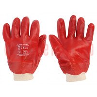 Protective gloves; Size: 10; red; cotton,PVC