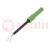 Probe tip; 1A; green; Socket size: 4mm; Plating: nickel plated