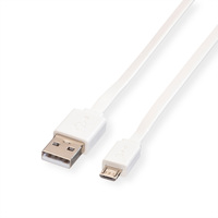 ROLINE USB 2.0 Kabel, USB A Male - Micro USB B Male, wit, 1 m