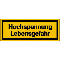 Hochspannung Lebensgefahr Warnschild, selbstkl. Folie , Größe 10,50x3,70cm