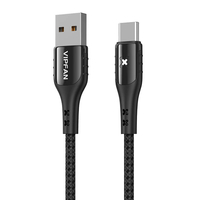 VFAN CABLE USB A USB-C COLORFUL X13 3A 1,2M CABLE NEGRO CON INDICADOR DE CARGA.