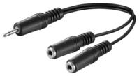 Goobay 3.5 mm Audio Y-Shaped Cable Adapter, 1x Male to 2x Female Mono, 0.2m